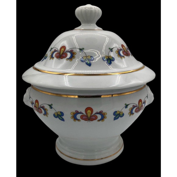 Porsgrund Porcelain Farmers Rose Tureen w/ Lid Norwegian Discontinued Mint Cond - Picture 9 of 10